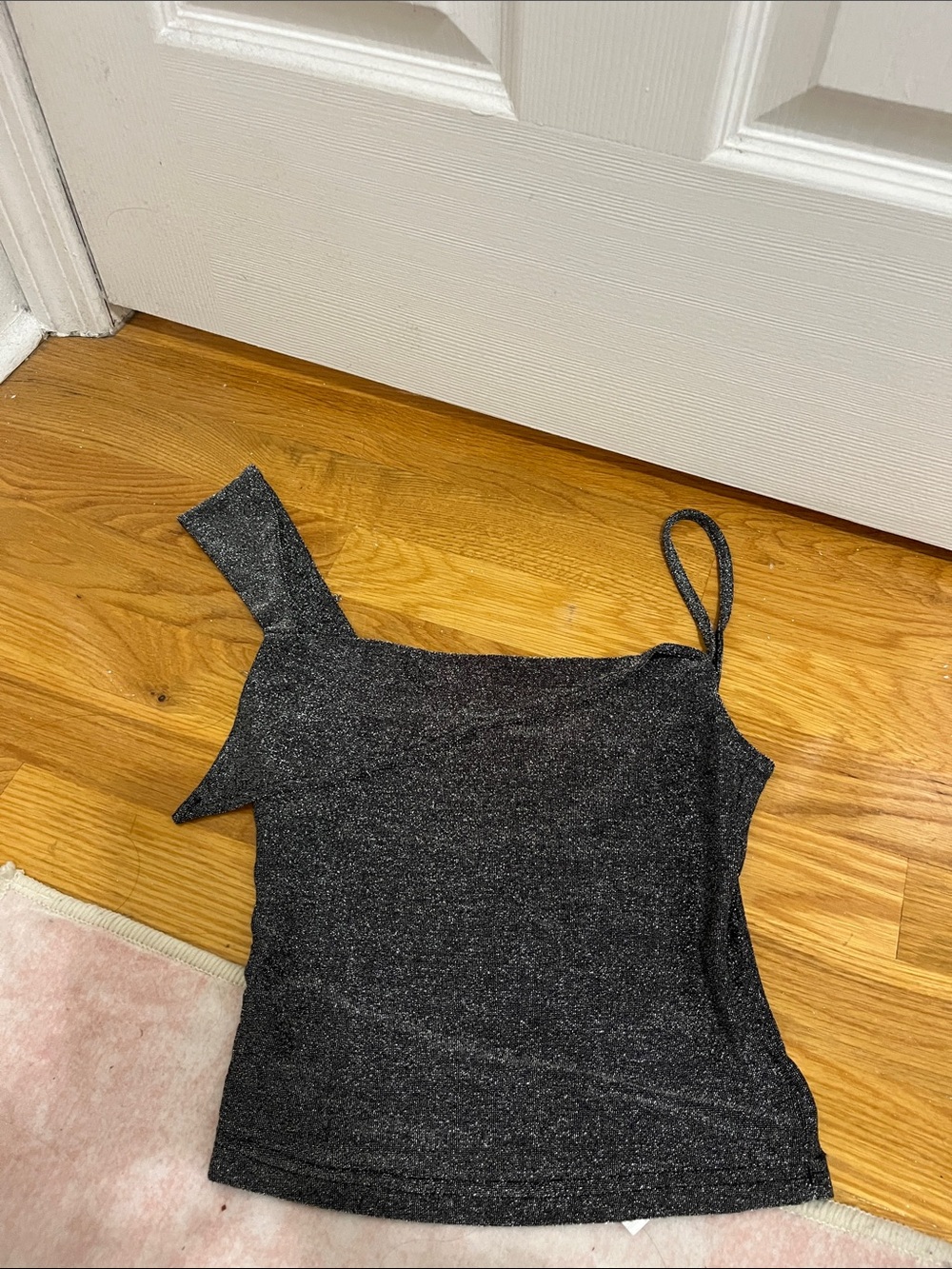 Motel Rocks Black Sparkle Asymmetric Camisole